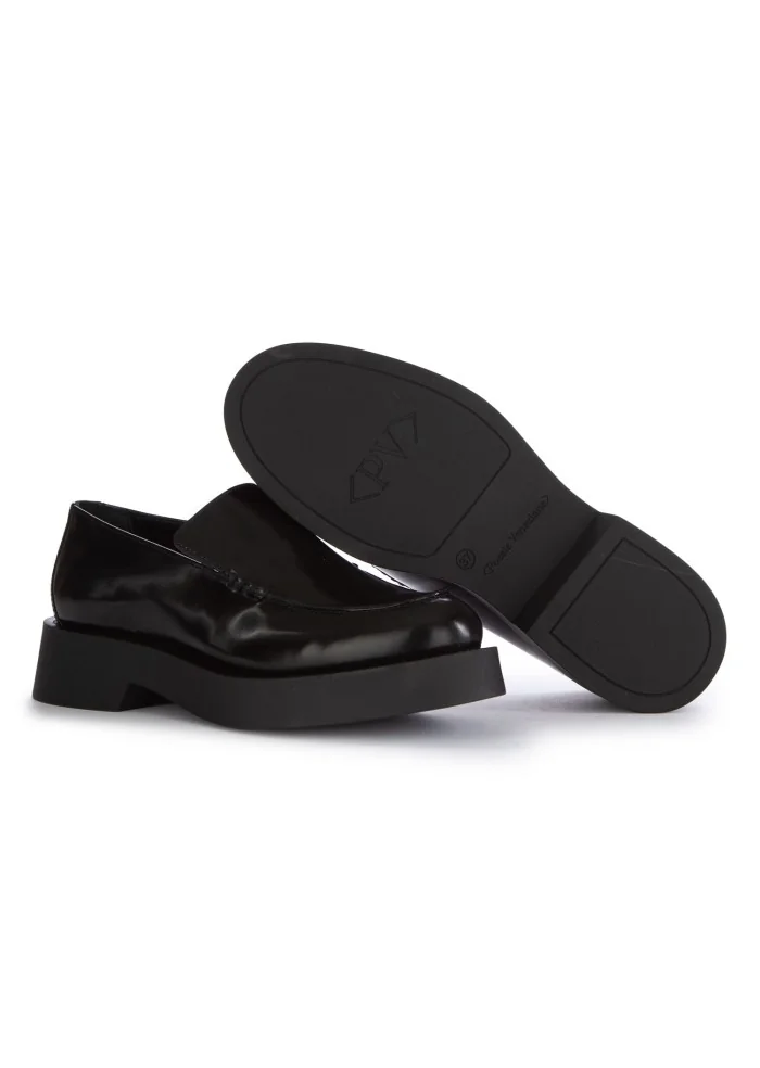 damen loafer poesie veneziane dicke sohle abrasivato schwarz