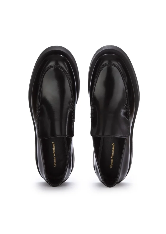 damen loafer poesie veneziane dicke sohle abrasivato schwarz