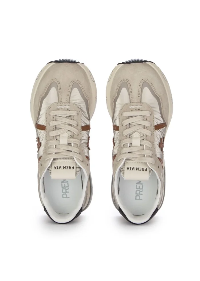 damen sneaker premiata cassie silber beige