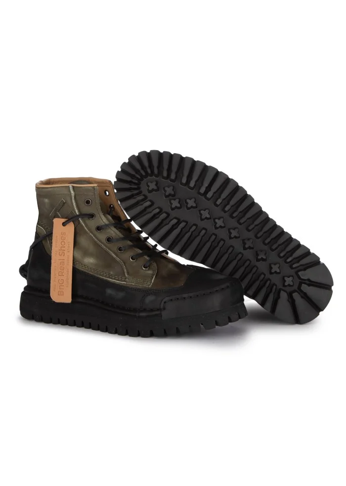 sneakers alte bng real shoes la biker militare verde nero