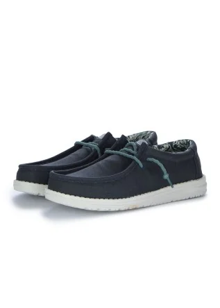 scarpe basse uomo hey dude wally waxed canvas blu