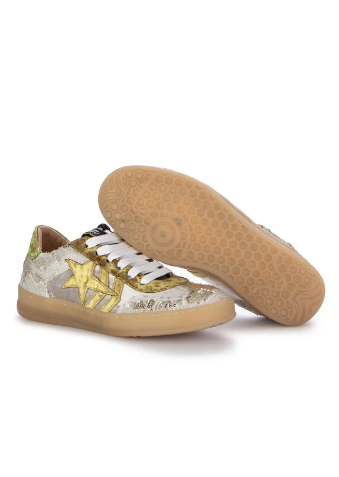 damen sneaker mimmù pailettes weiss gold