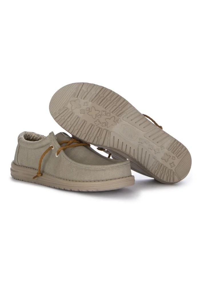 scarpe basse uomo hey dude wally waxed canvas grigio