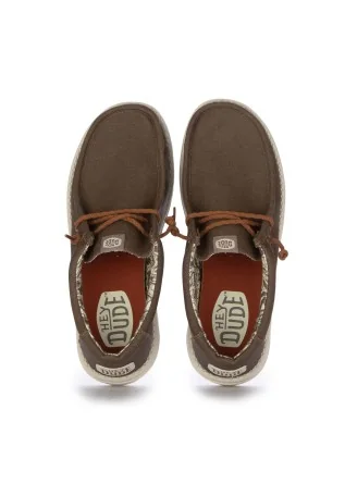 HEY DUDE | FLAT SHOES WALLY WAXED CANVAS BROWN