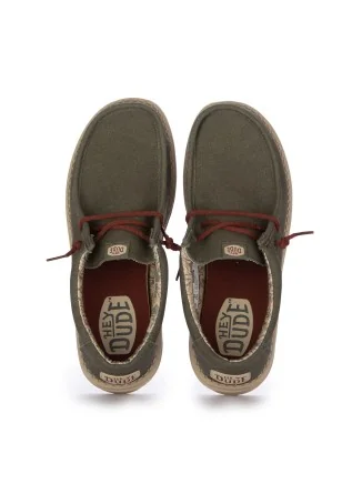 HEY DUDE | FLACHE SCHUHE WALLY WAXED CANVAS GRÜN