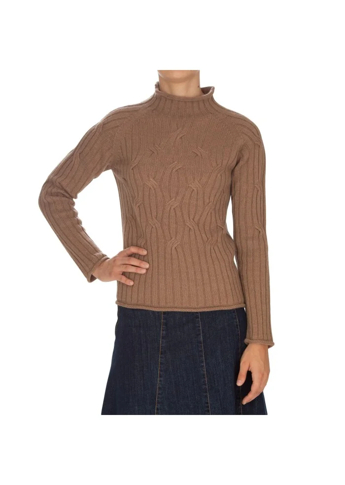 womens sweater kartika cable knit brown