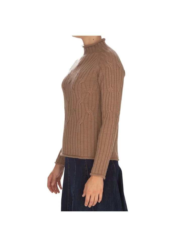 damen pullover kartika zopfmuster braun