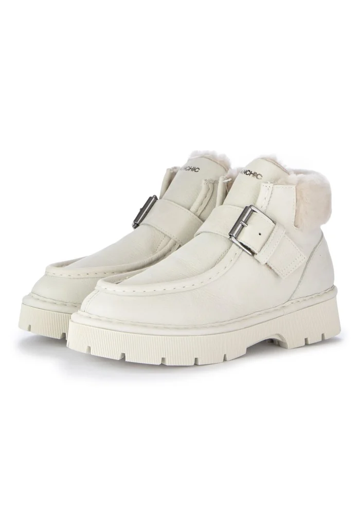 womens ankle boots panchic leather strap white