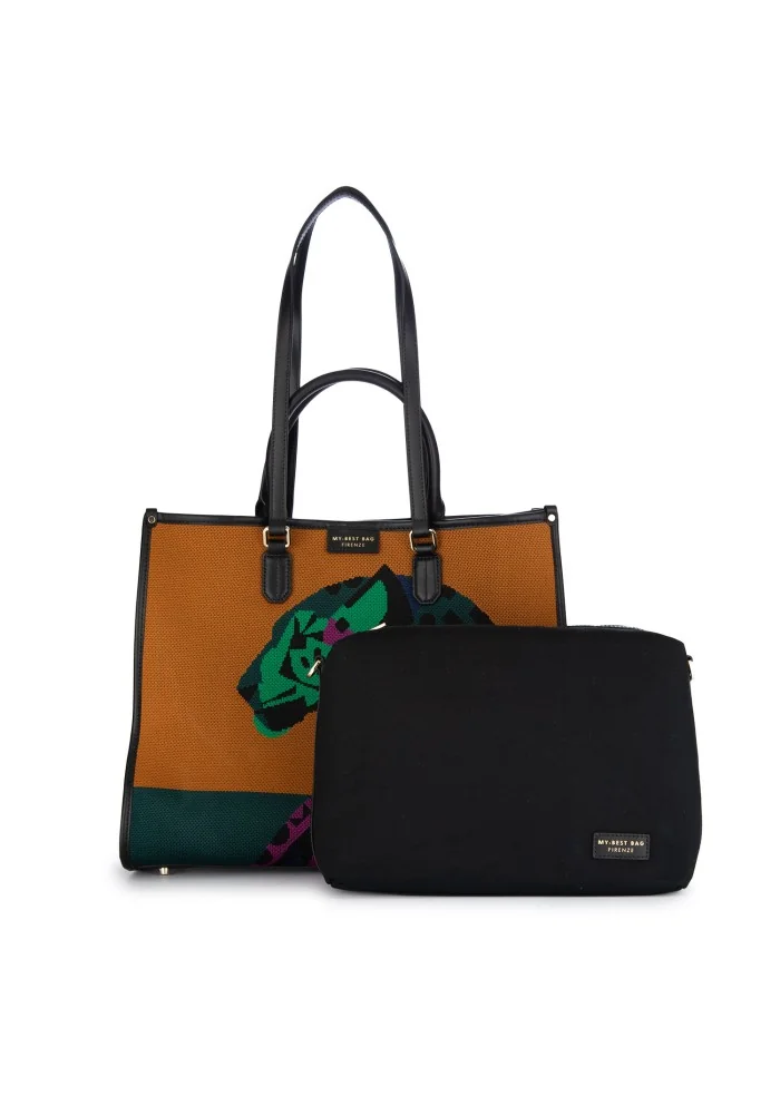 borsa shopper donna my best bag atena arancione verde rosa