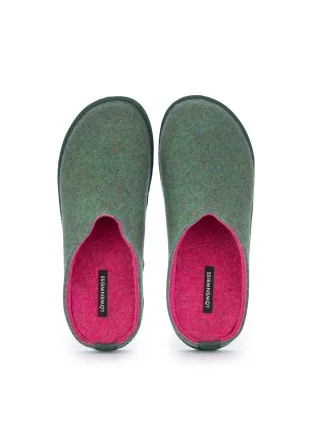 LÖWENWEISS | SLIPPERS WOOL FELT GREEN FUCHSIA