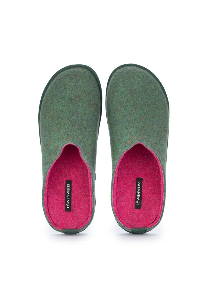 womens slippers lowenweiss wool felt green fuchsia