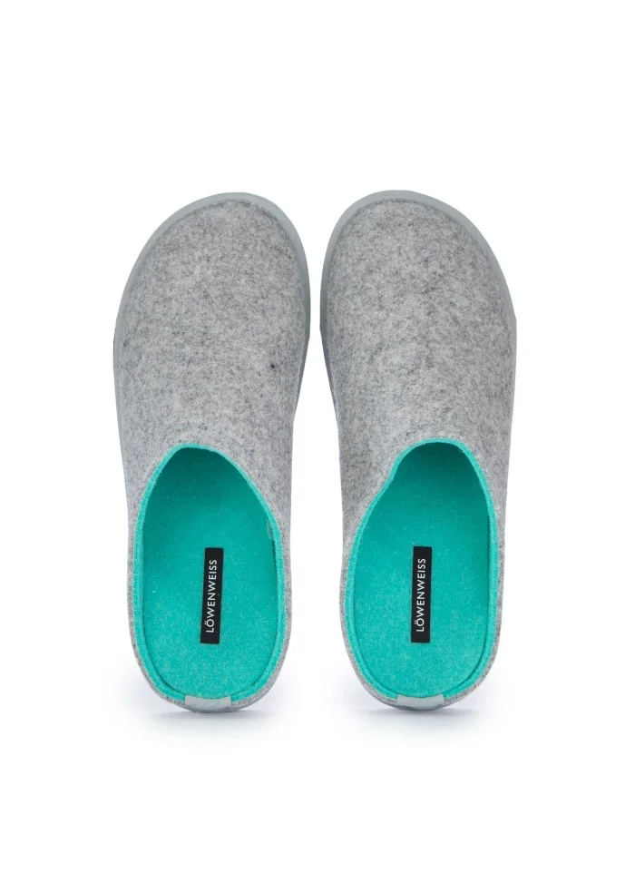 womens slippers lowenweiss wool felt grey aqua green