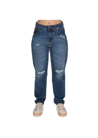 damen jeans god save denim margherita slim cropped blau