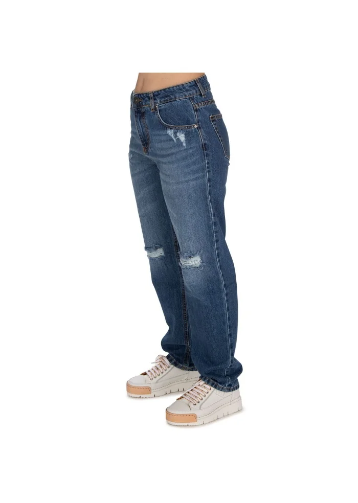 damen jeans god save denim margherita slim cropped blau