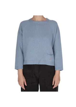 womens sweater kartika back buttons light blue