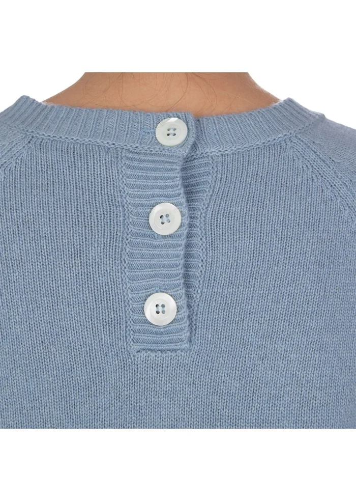 womens sweater kartika back buttons light blue