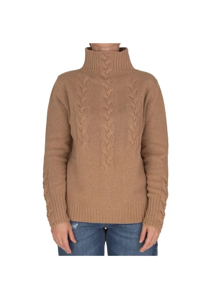 maglione donna kartika collo alto marrone