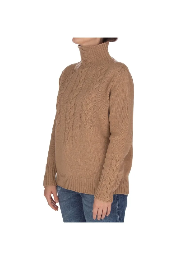 maglione donna kartika collo alto marrone