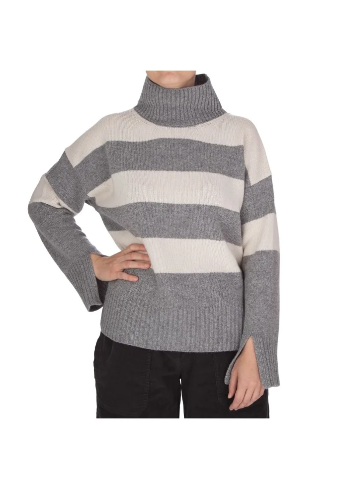 womens striped sweater grey cream white