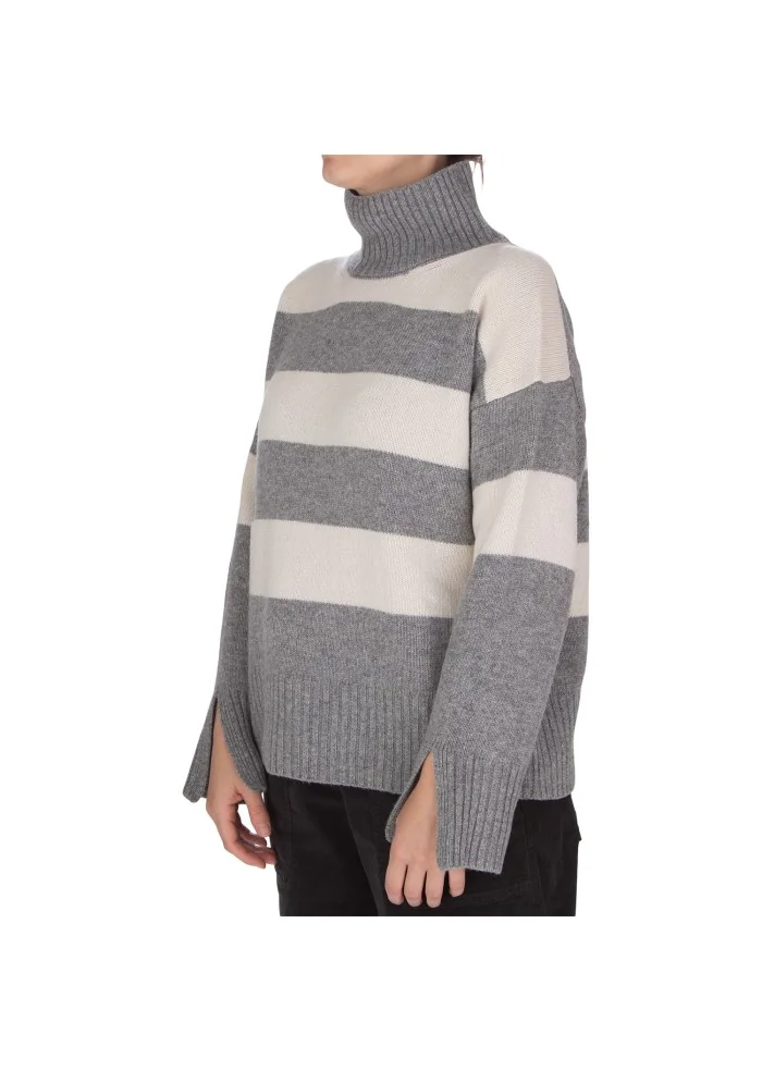 womens striped sweater grey cream white