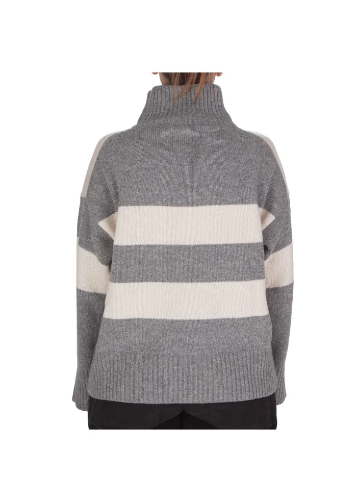 womens striped sweater grey cream white