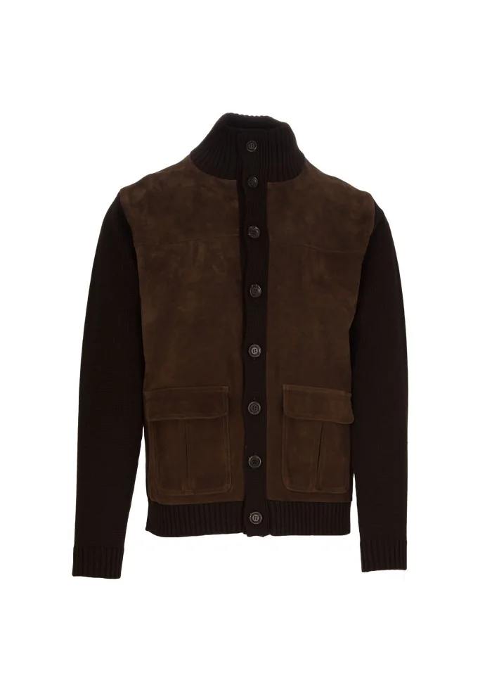 giacca cardigan daniele fiesoli suede marrone