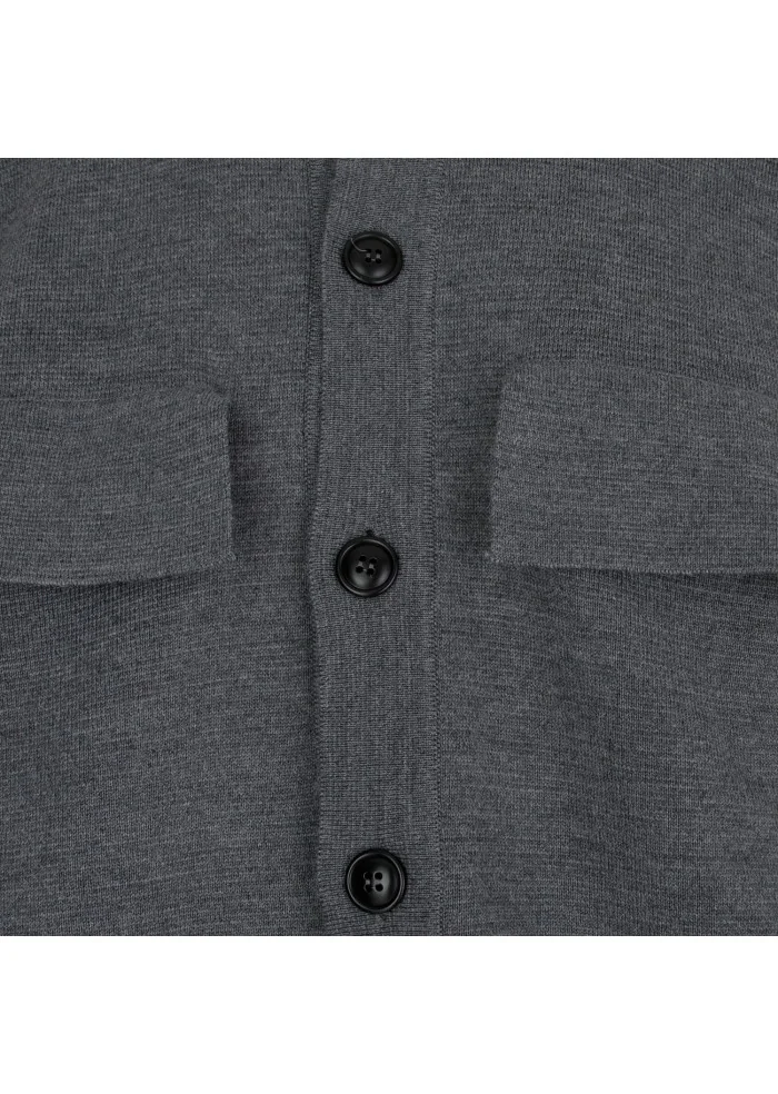 mens cardigan wool and co pockets grey