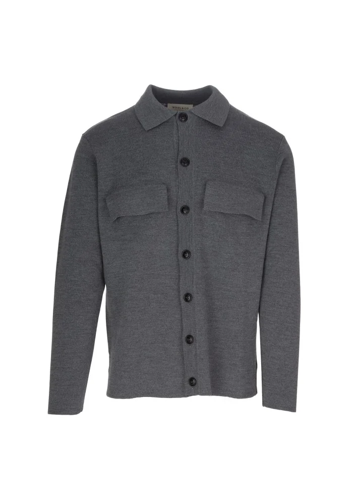 mens cardigan wool and co pockets grey