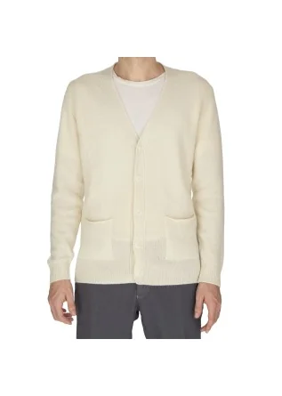 mens cardigan wool and co v neck cream white