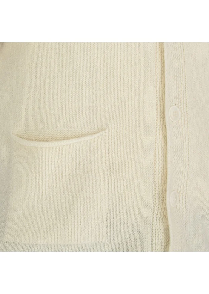 cardigan uomo wool and co scollo v bianco panna