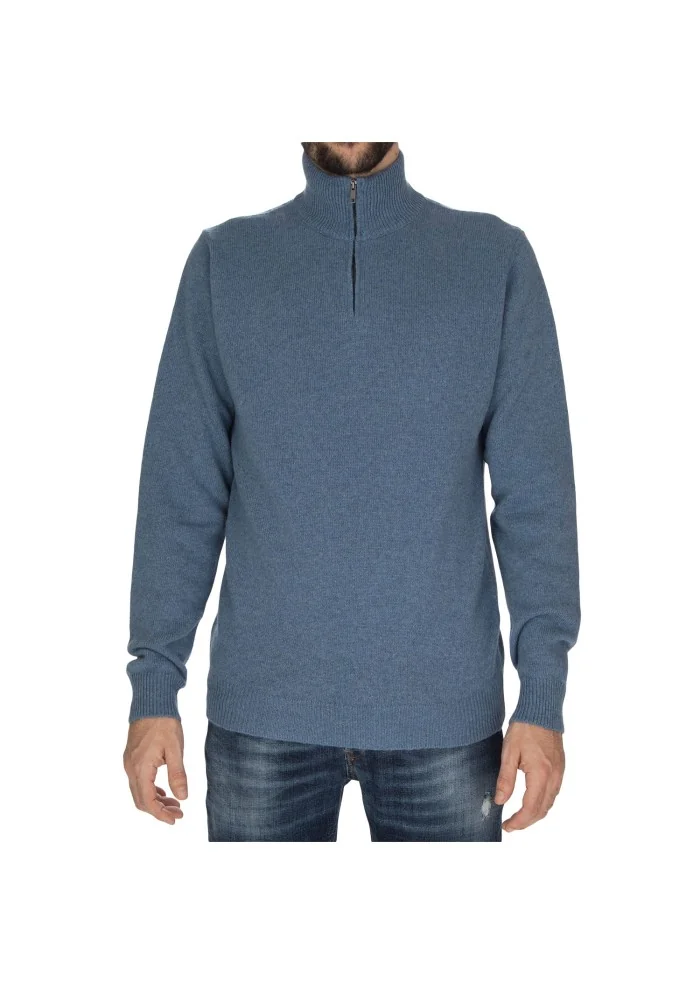 mens sweater wool and co high neck light blue