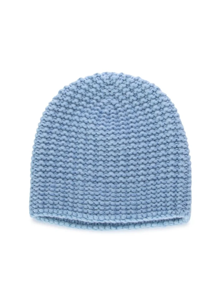 womens beanie riviera cashmere corn stitch light blue