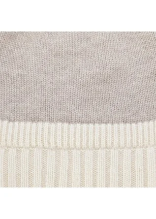 RIVIERA CASHMERE | BEANIE BICOLOR BEIGE CREAM WHITE