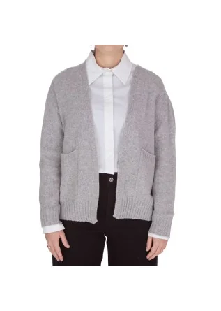 cardigan donna riviera cashmere tasche grigio chiaro