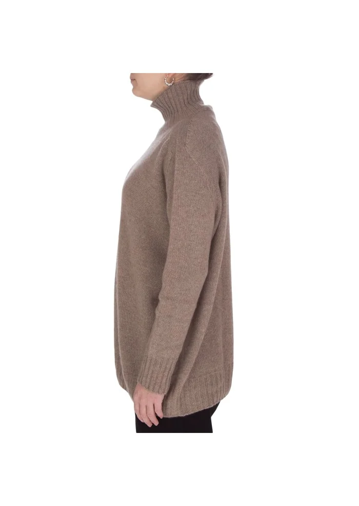 womens turtleneck sweater riviera cashmere over garzato brown