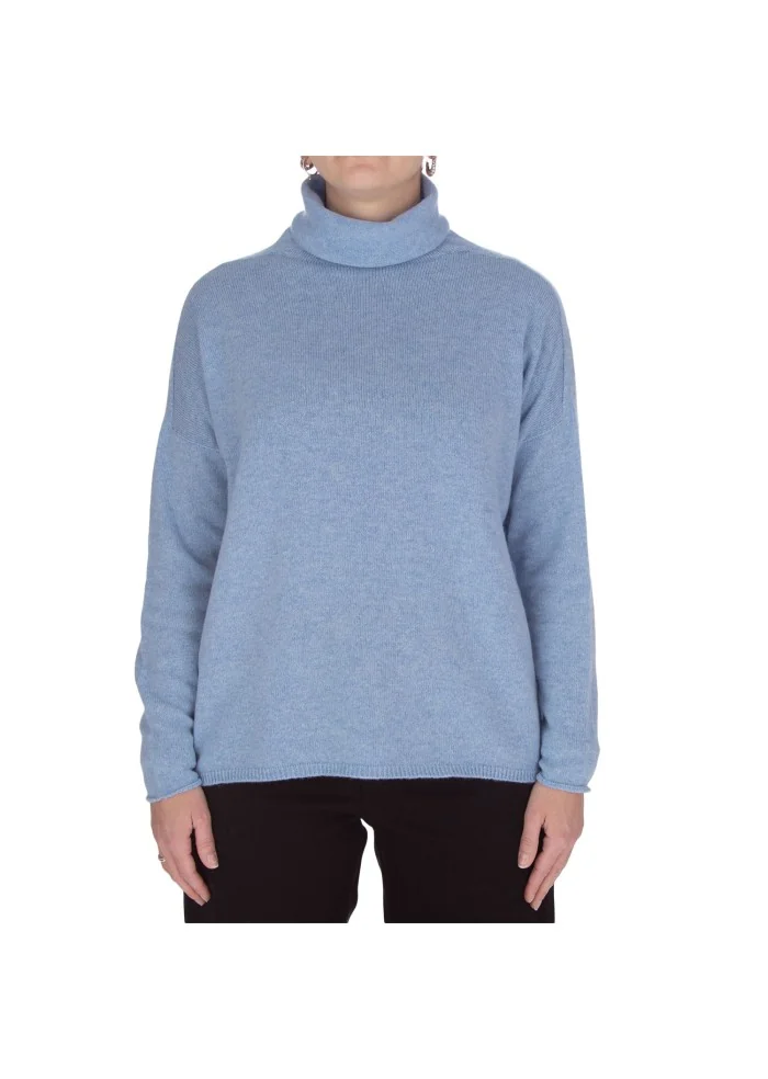 maglione donna riviera cashmere collo alto azzurro cielo