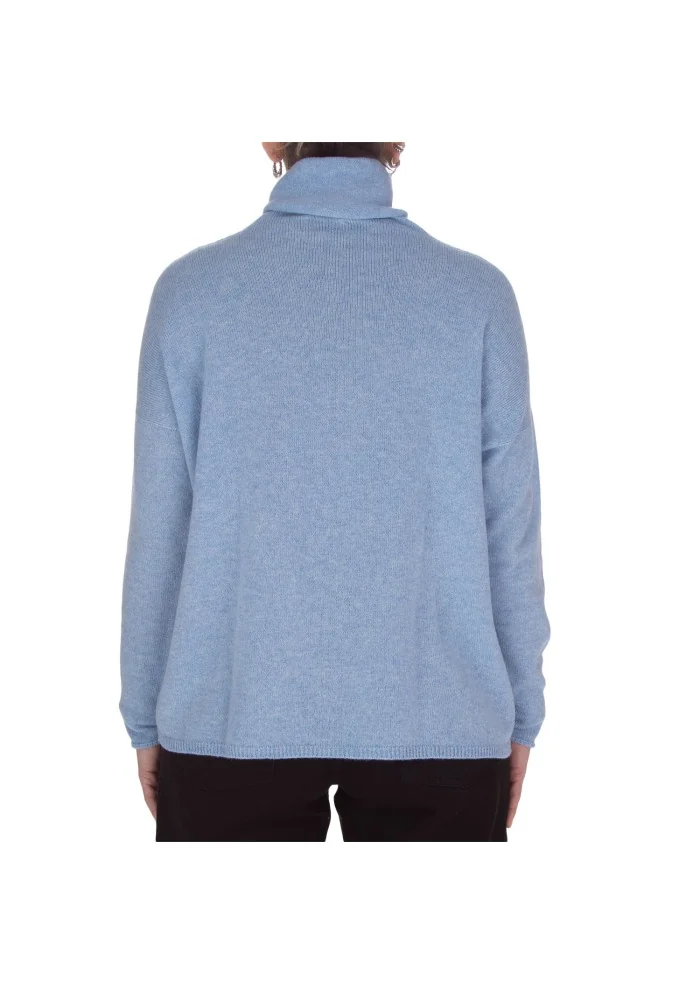 maglione donna riviera cashmere collo alto azzurro cielo