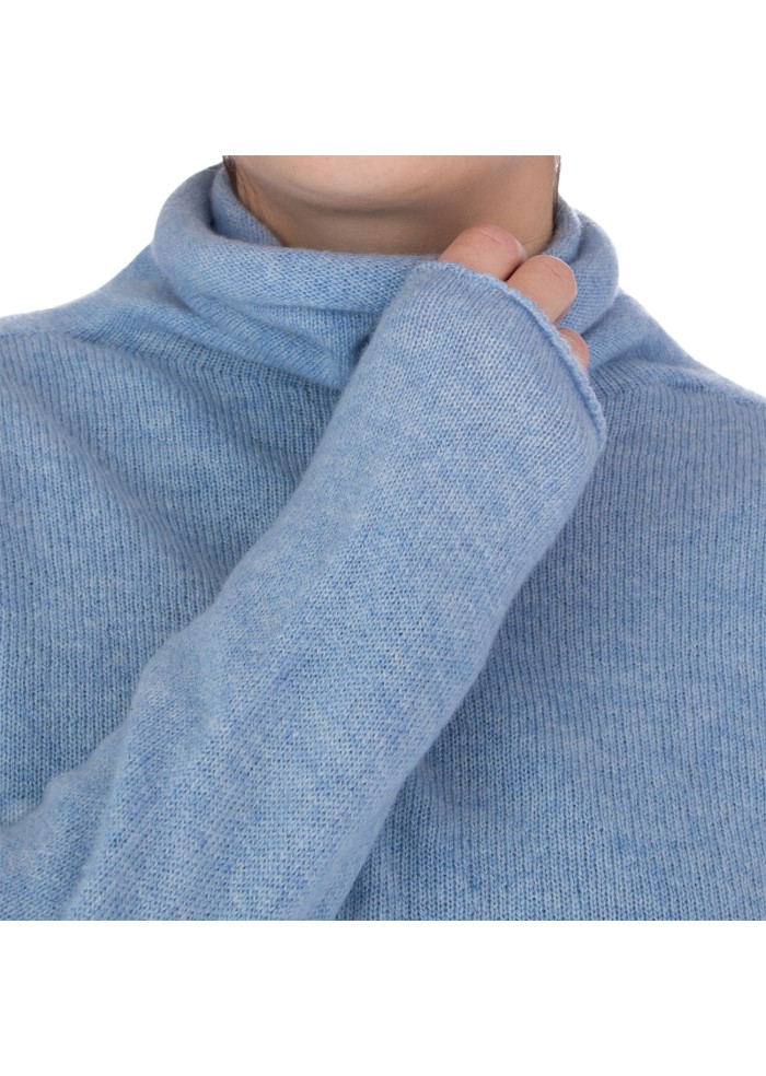 maglione donna riviera cashmere collo alto azzurro cielo