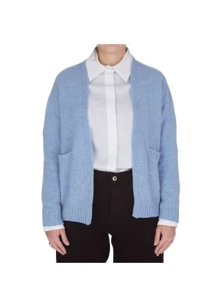 womens cardigan riviera cashmere pockets sky blue