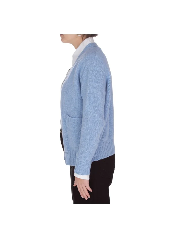 womens cardigan riviera cashmere pockets sky blue