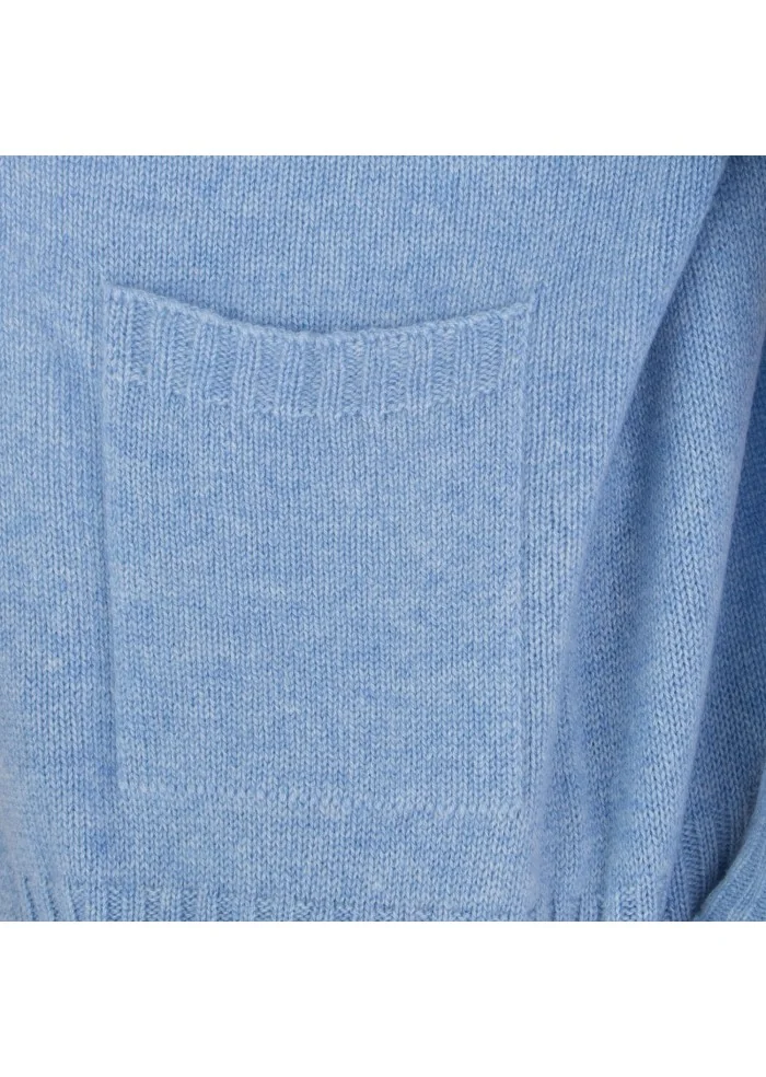 cardigan donna riviera cashmere tasche azzurro cielo