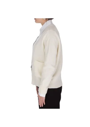 RIVIERA CASHMERE | CARDIGAN POCKETS CREAM WHITE