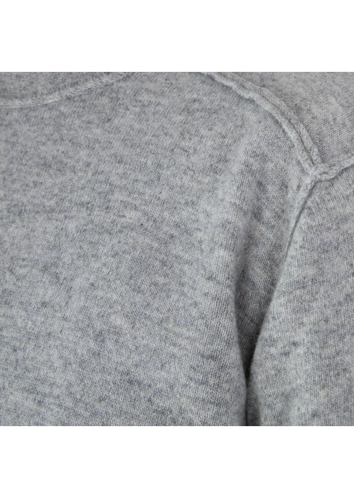 mens sweater wool and co exposed seams light grey