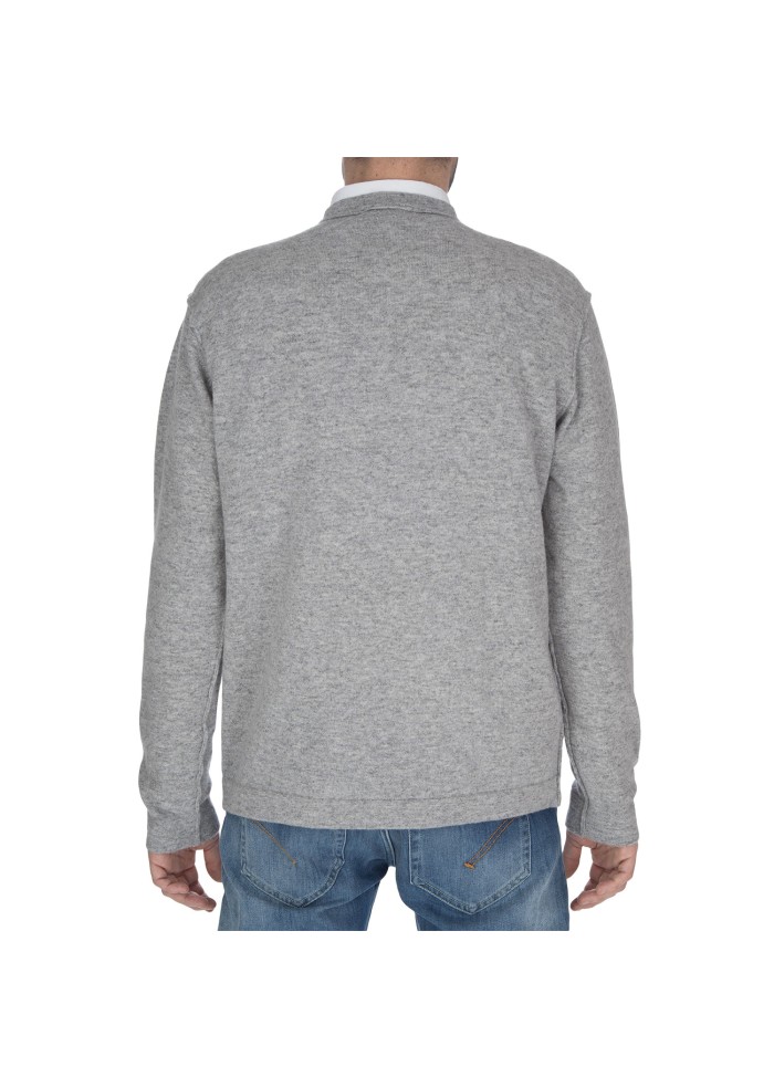 mens sweater wool and co exposed seams light grey