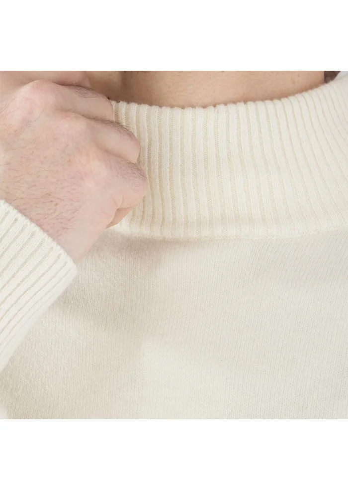 mens sweater ribbed turtleneck cream white