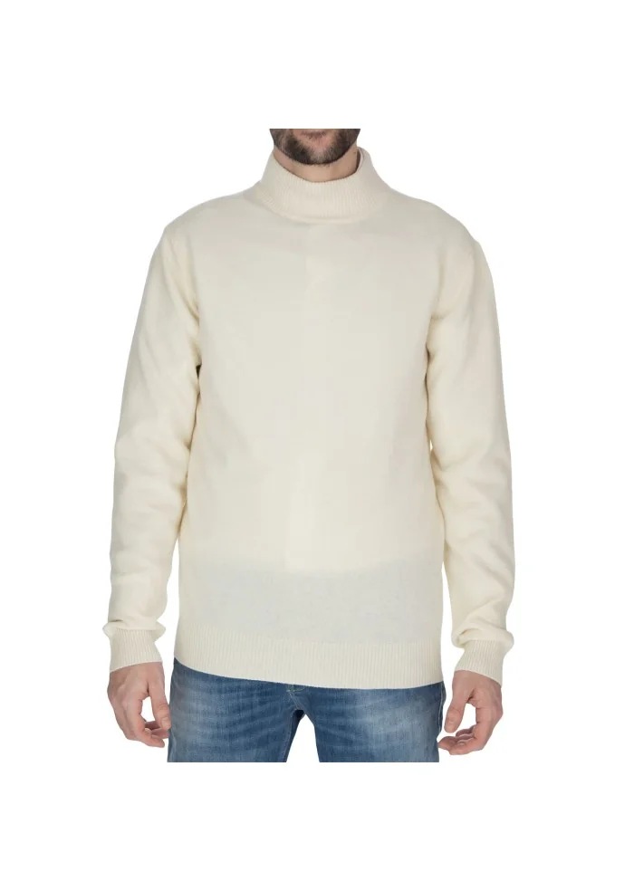 mens sweater ribbed turtleneck cream white