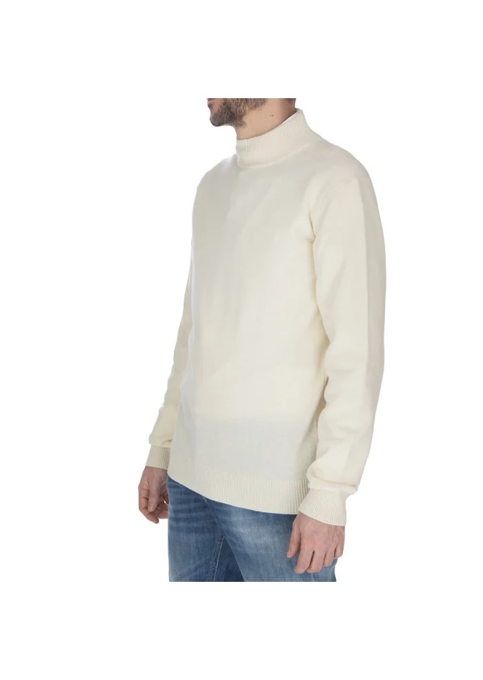 herren rollkragenpullover daniele fiesoli gerippter cremeweiss