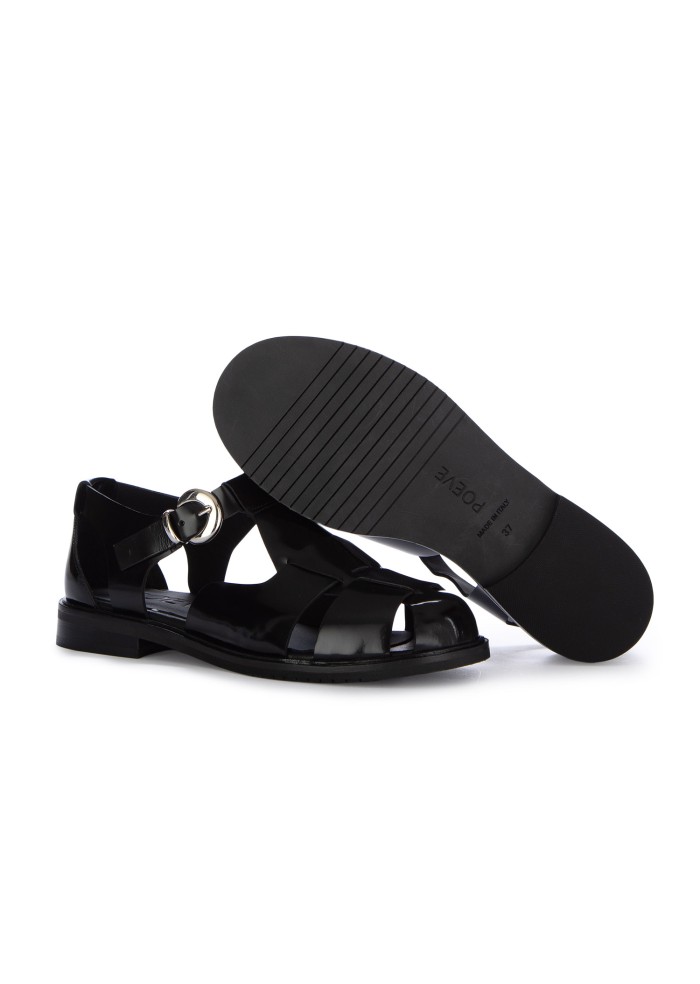 damen fisherman sandalen poeve new abrasivato schwarz