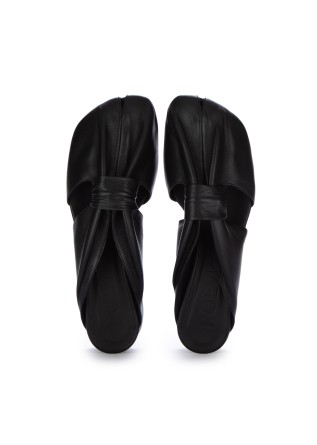 POEVE | MULES SANDALEN NAPPA CHIFFON SCHWARZ