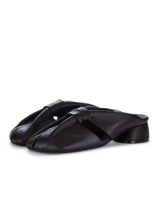 damen mules sandalen poeve nappa chiffon schwarz